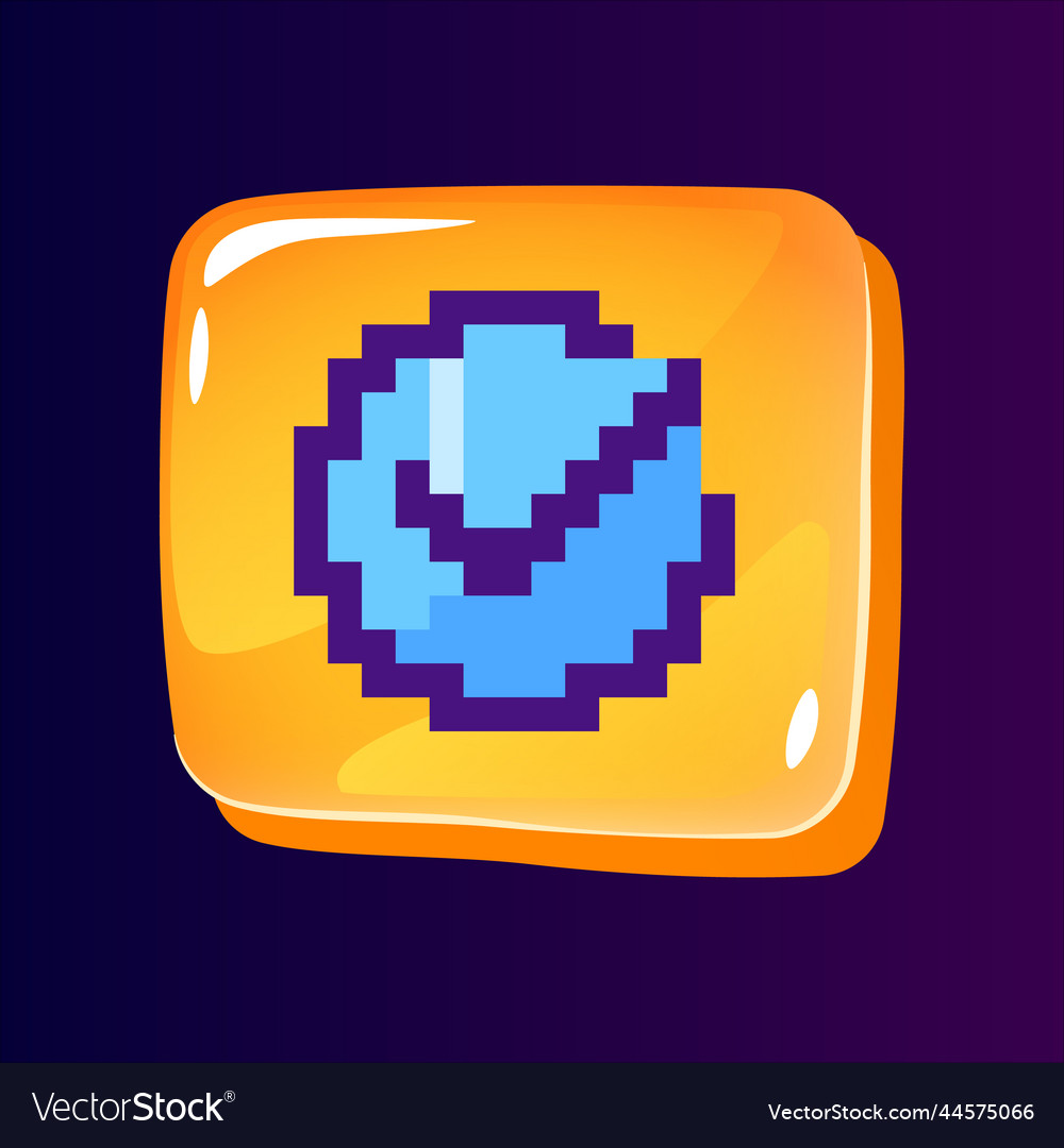 Tick in circle glossy ui button with pixelated vector image Tick in circle glossy ui button with pixelated