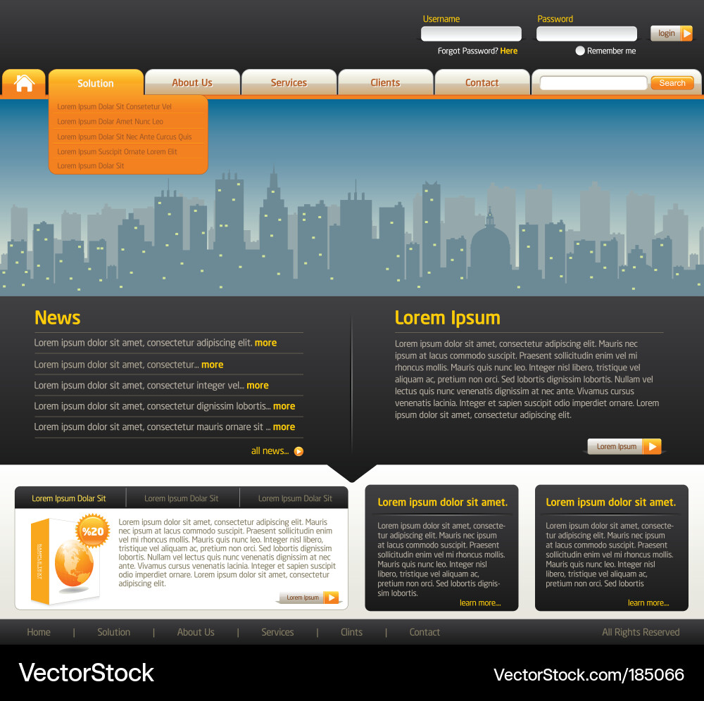 Website template Royalty Free Vector Image - VectorStock