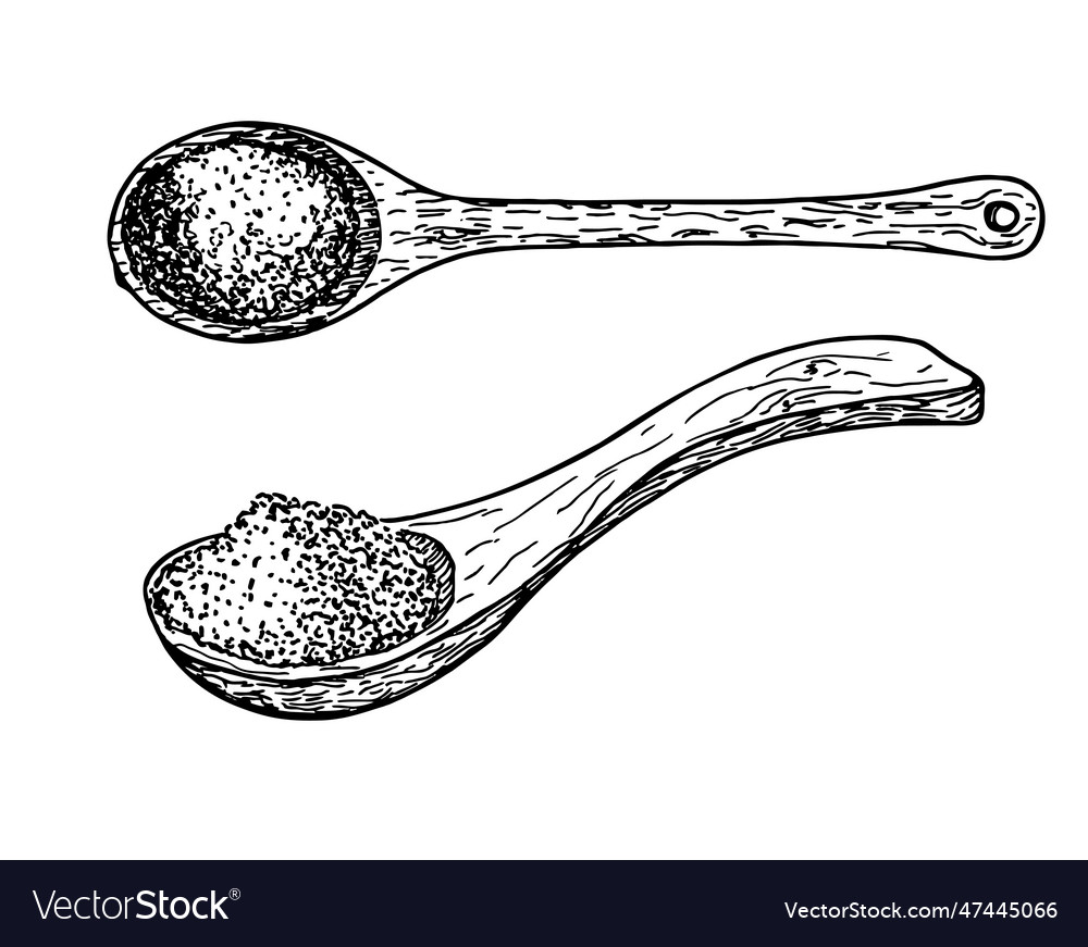 Holzlöffel mit Gewürzen Salzzucker Mehl