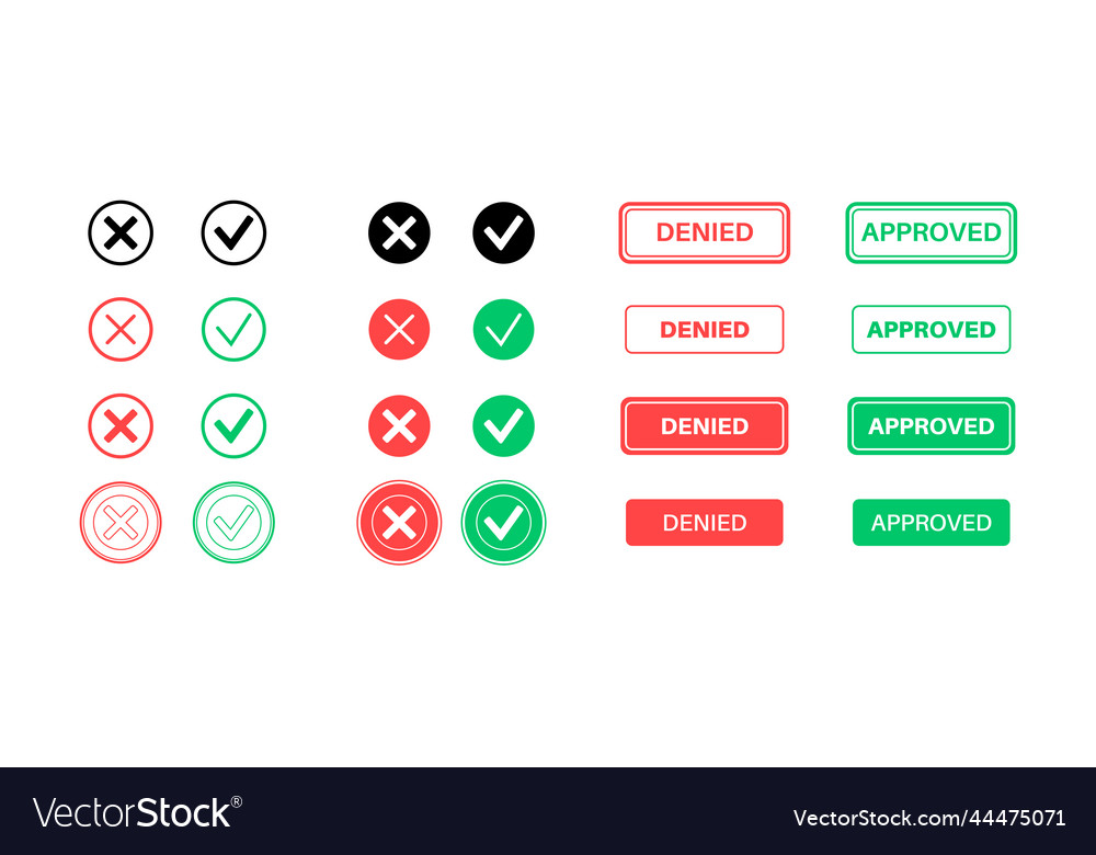Checkmark and Cross Icon Set