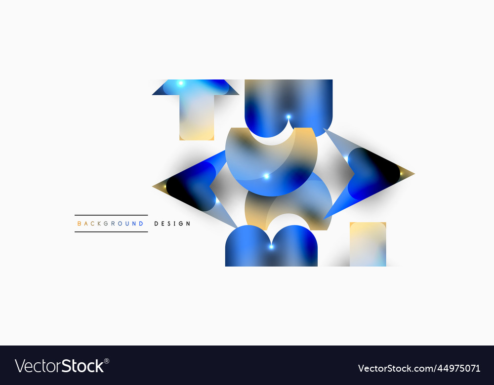 Dynamic composition shiny geometric shapes vector image Dynamic composition shiny geometric shapes