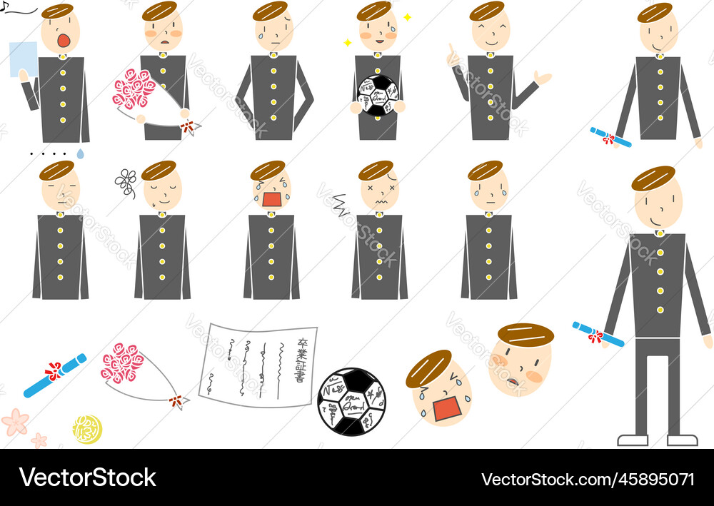 Graduation boy pattern drawing by analog taste Vector Image