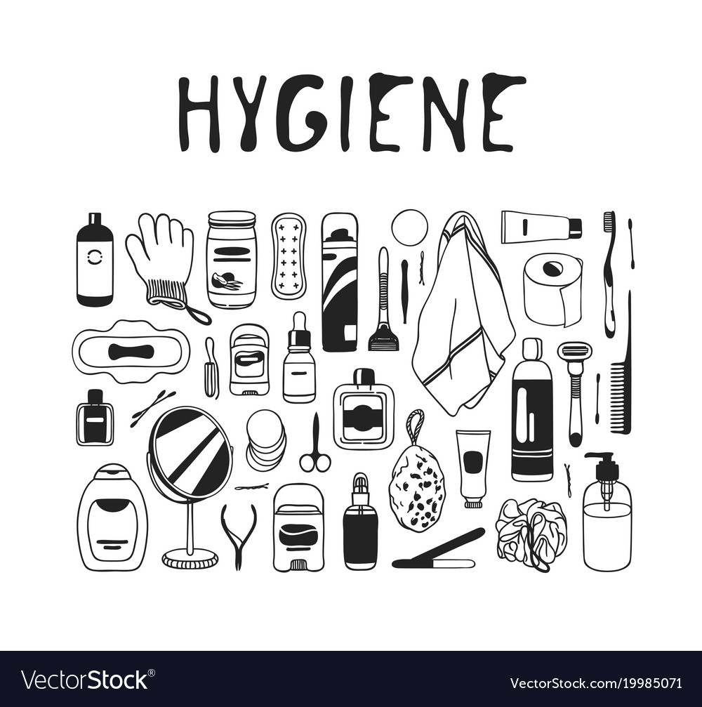 Hand Drawn Hygiene Creative Ink Art Royalty Free Vector