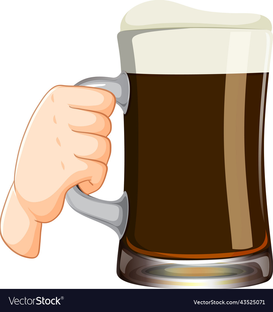 Hand holding beer glass