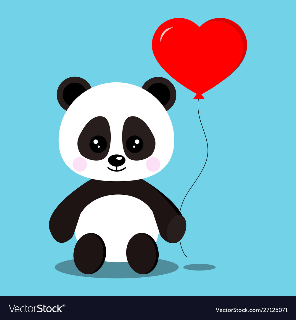 Isolated romantic sweet and cute baby panda bear