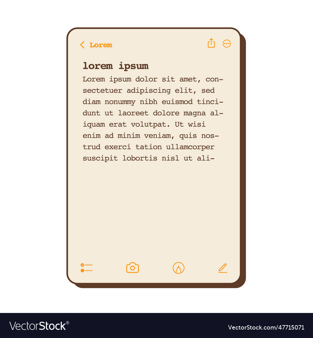 Notes application with place for text reminder vector image Notes application with place for text reminder