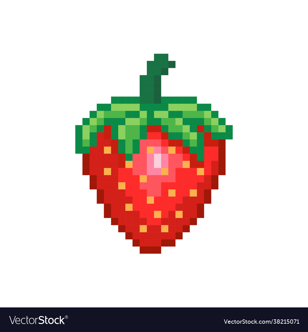 Pixel strawberry image for 8 bit game assets Vector Image