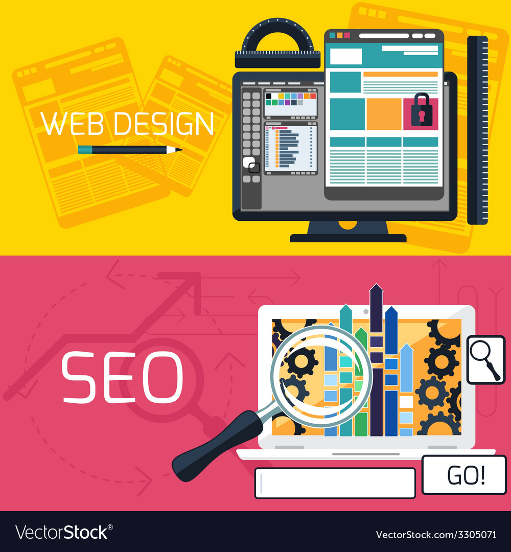 Seo optimization and web design banners
