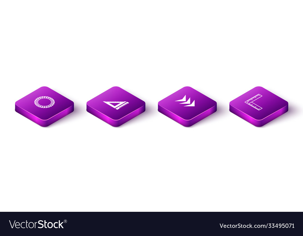 Set isometric laurel wreath triangular ruler vector image Set isometric laurel wreath triangular ruler