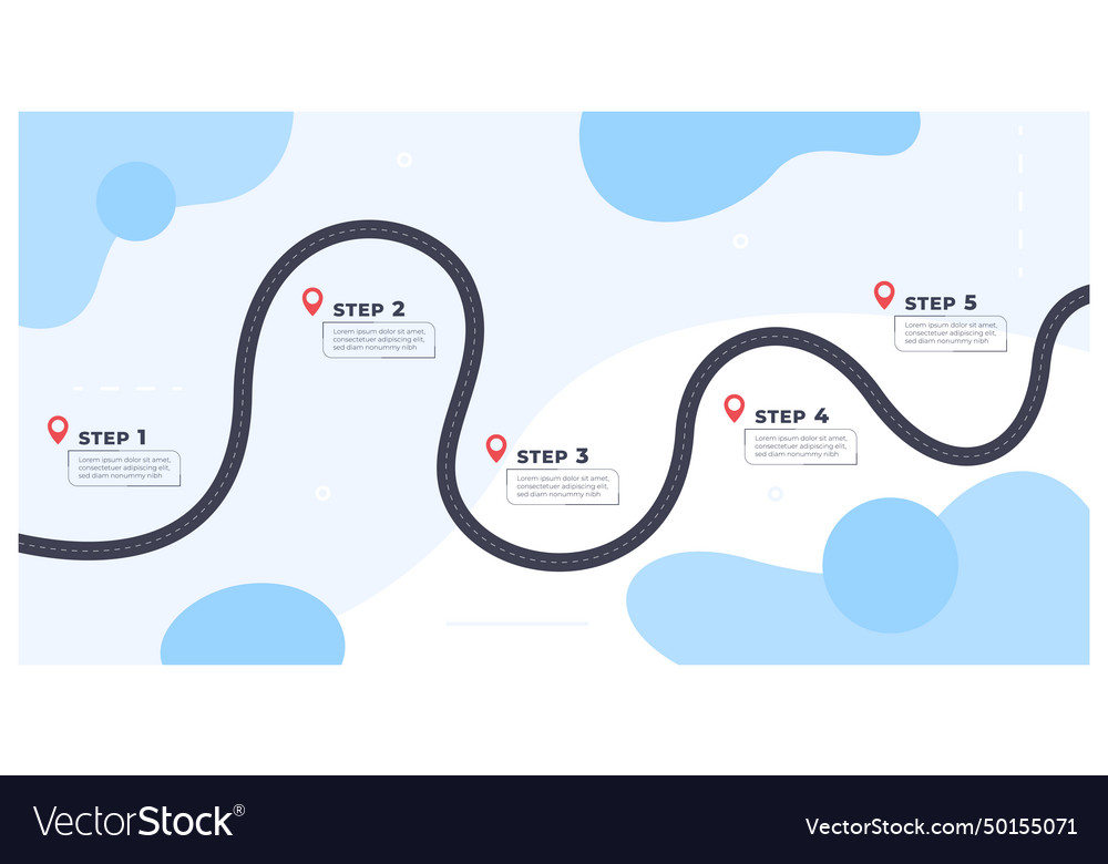 Timeline with execution points chronology vector image Timeline with execution points chronology