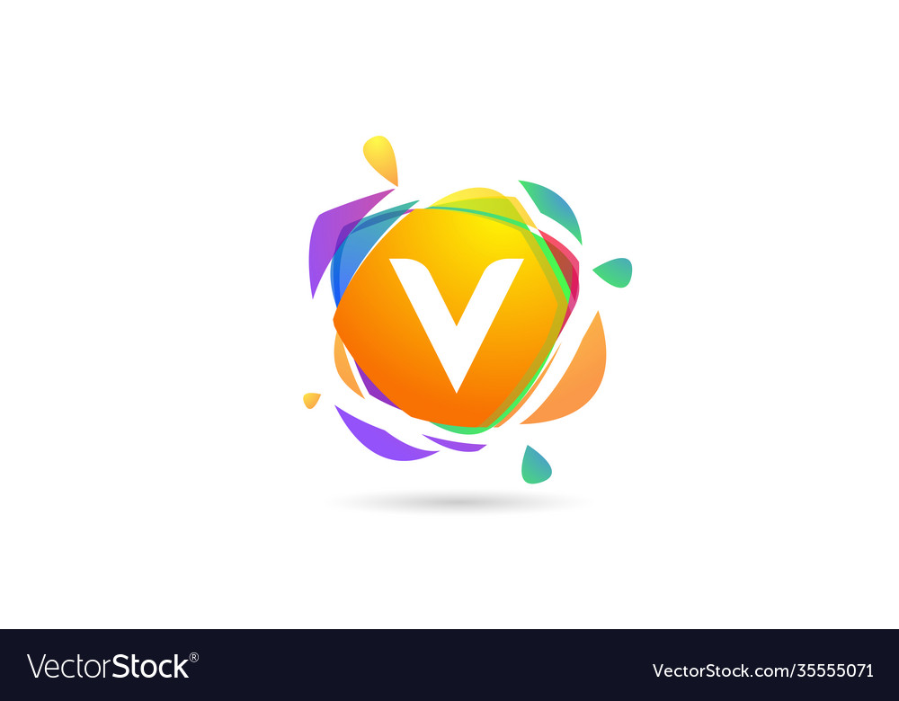 V colored alphabet letter logo icon creative