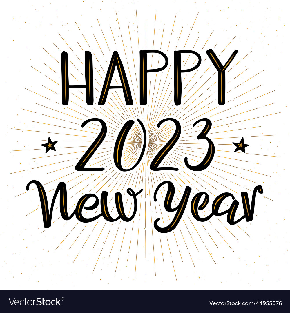 Happy New Year 2023 Greeting Card Golden Fireworks