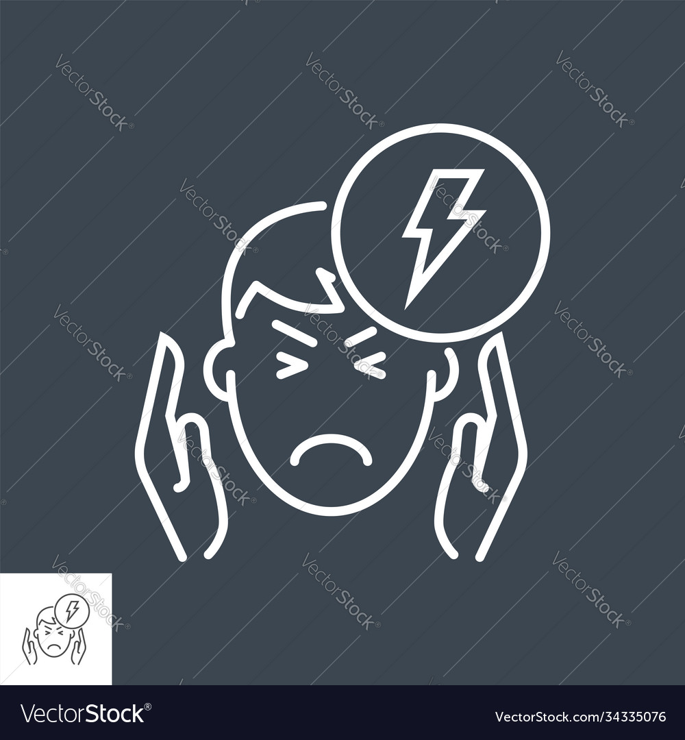 Kopfschmerzen verwandte Dünne Linie Symbol vector image Kopfschmerzen verwandte Dünne Linie Symbol