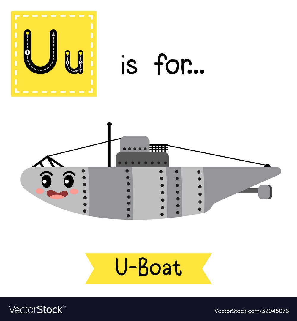 Letter u tracing u-boat Royalty Free Vector Image