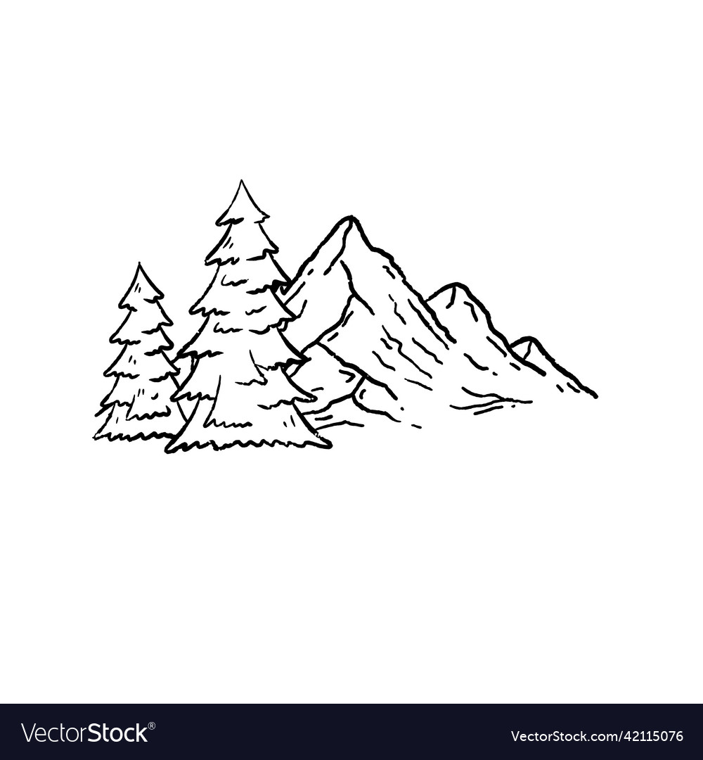 Mountain landscape in engraving style