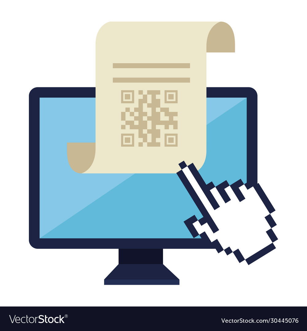 Qr code inside computer and receipt design