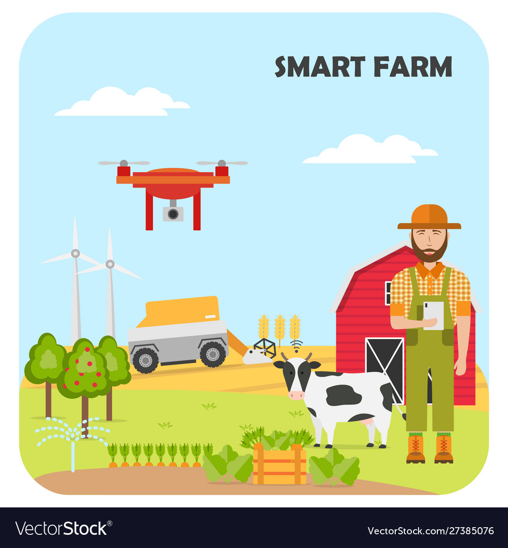 Smart farming agricultural automation and Vector Image