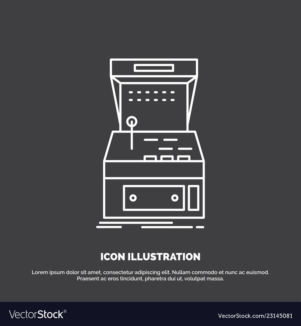 Arcade console game machine play icon line symbol vector image Arcade console game machine play icon line symbol