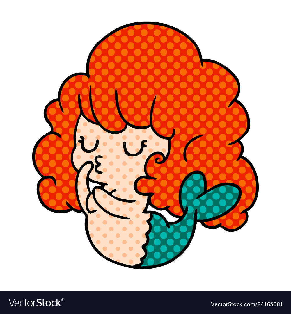 Cartoon of cute kawaii mermaid girl