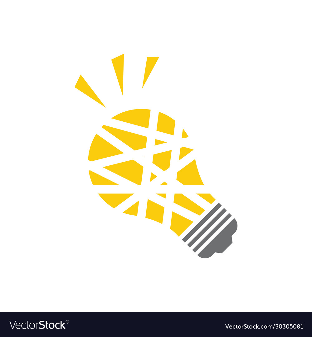 Cracked light bulb logo design simple