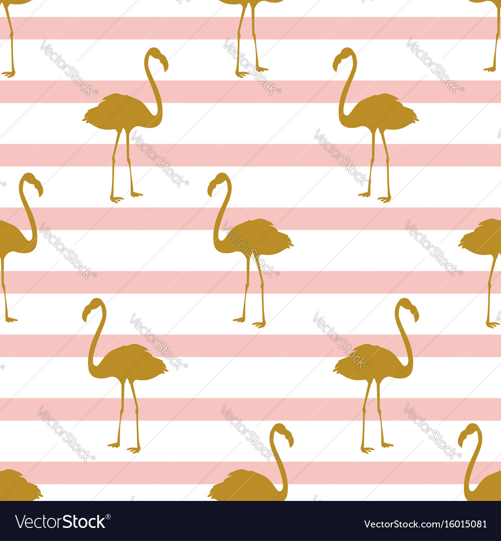 Golden Flamingo Seamless Pattern