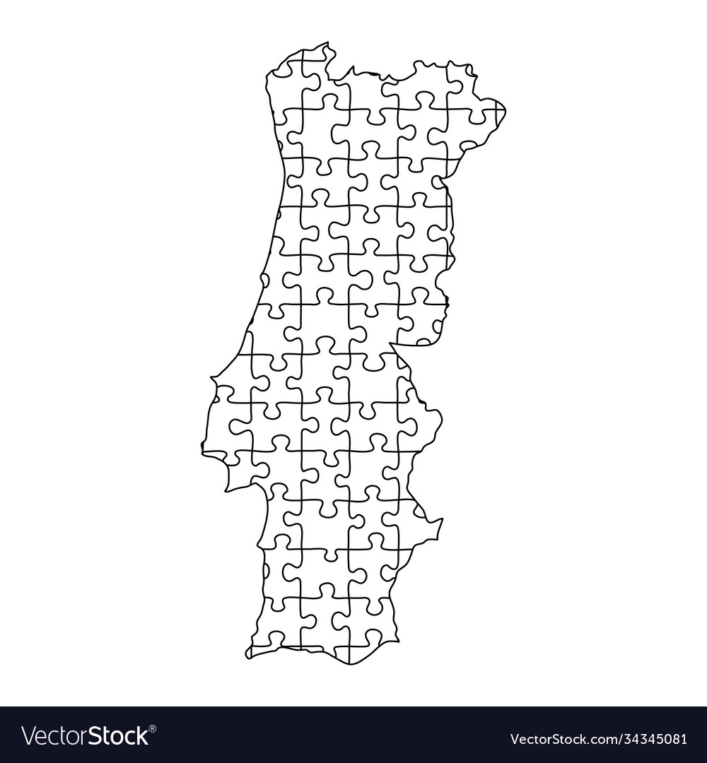 Portugal map from black puzzles set jigsaw parts Vector Image