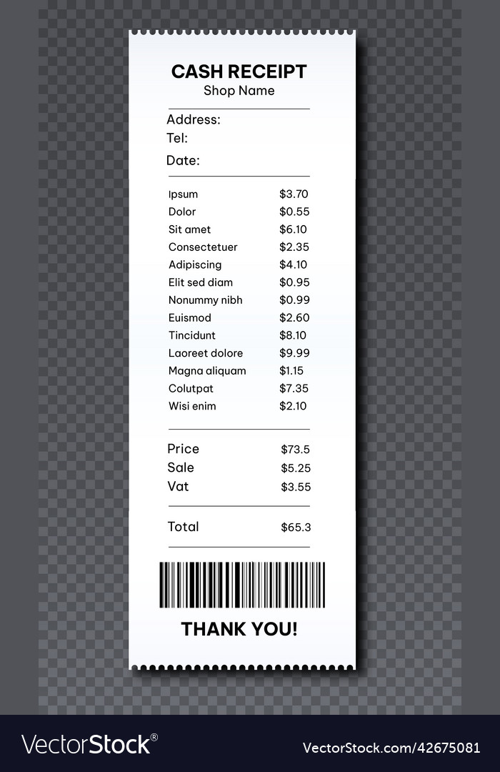 Realistic cash receipt