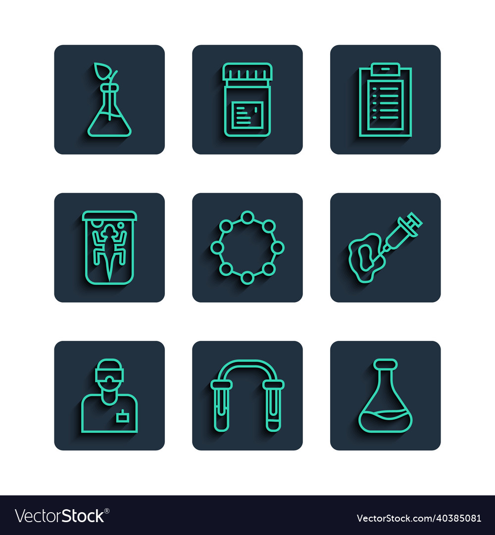 Set line laboratory assistant test tube and flask vector image Set line laboratory assistant test tube and flask