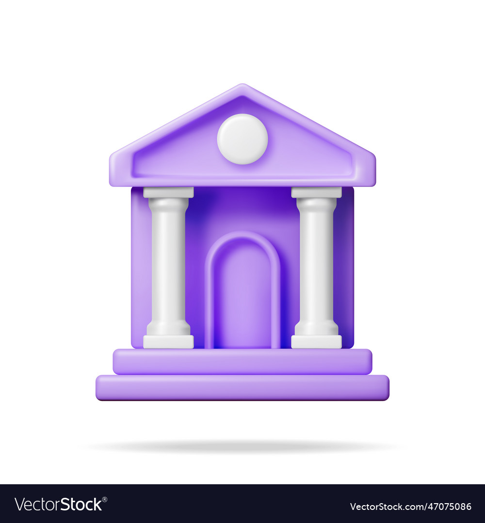 3d bank building isolated on white vector image 3d bank building isolated on white