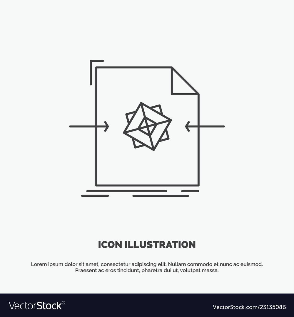 3d document file object processing icon line gray vector image 3d document file object processing icon line gray