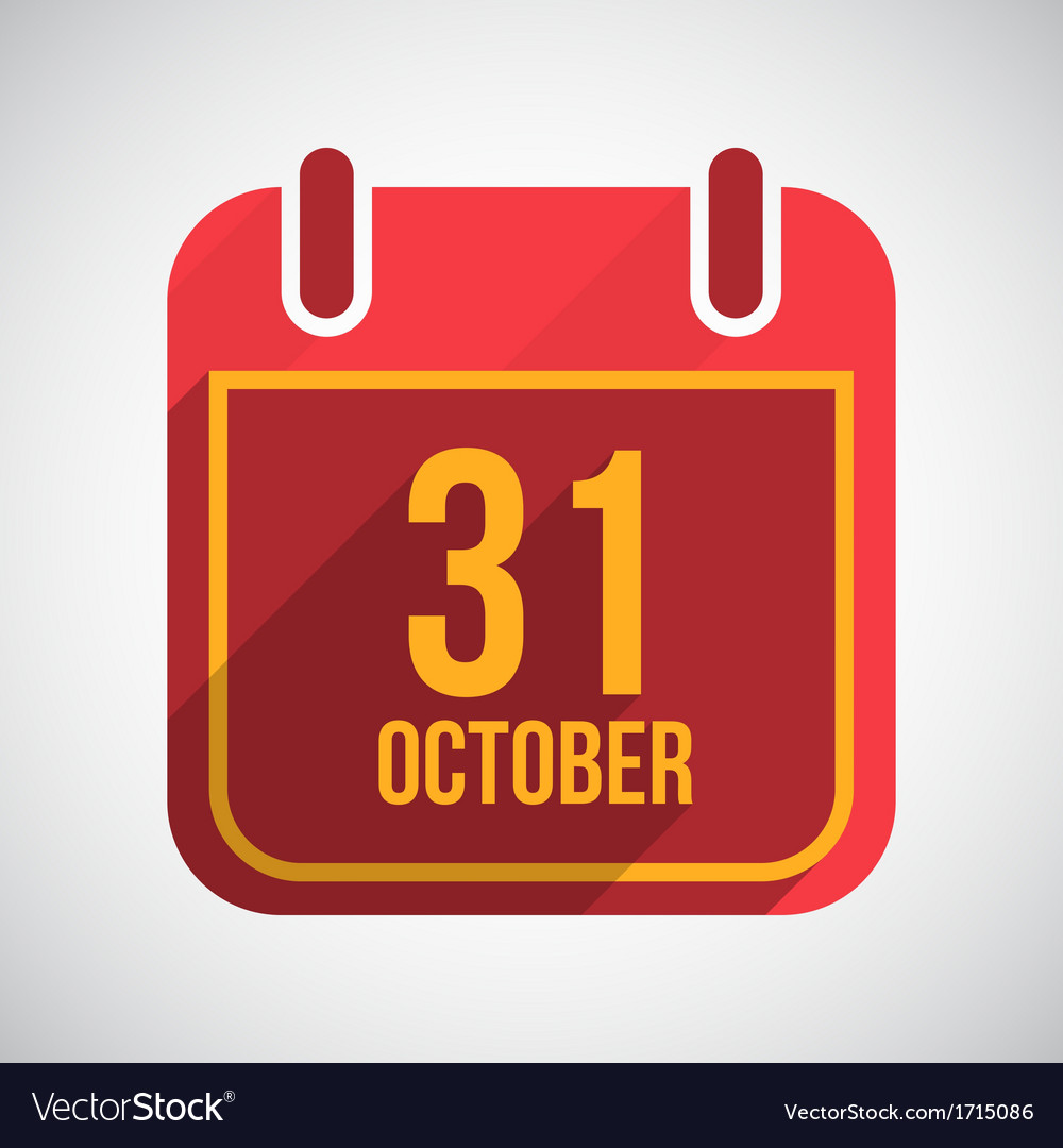 Calendar 31 october flat icon with long