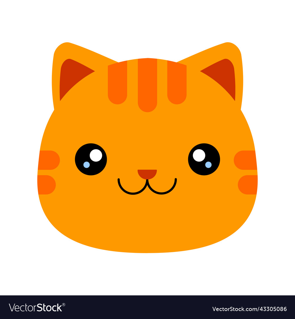 Cartoon head of a cute ginger orange tabby cat Vector Image