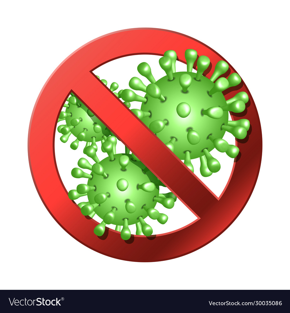 Coronavirus icon with red prohibit sign 2019-ncov Vector Image