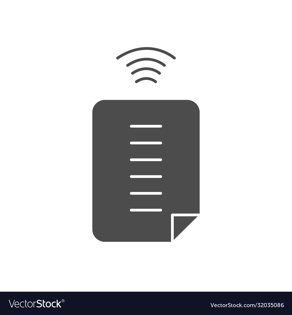 Document file with wifi signal icon silhouette