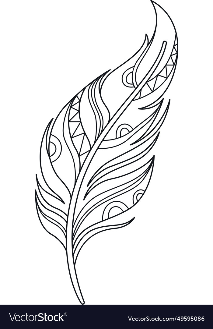 Feather outline boho Royalty Free Vector Image