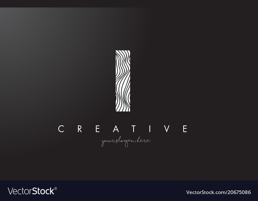 I letter logo with zebra lines texture design