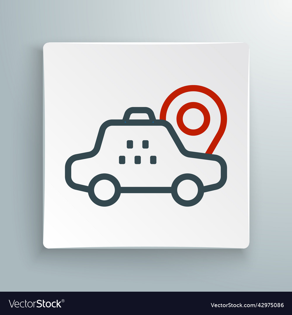 Line map pointer with taxi car icon isolated vector image Line map pointer with taxi car icon isolated