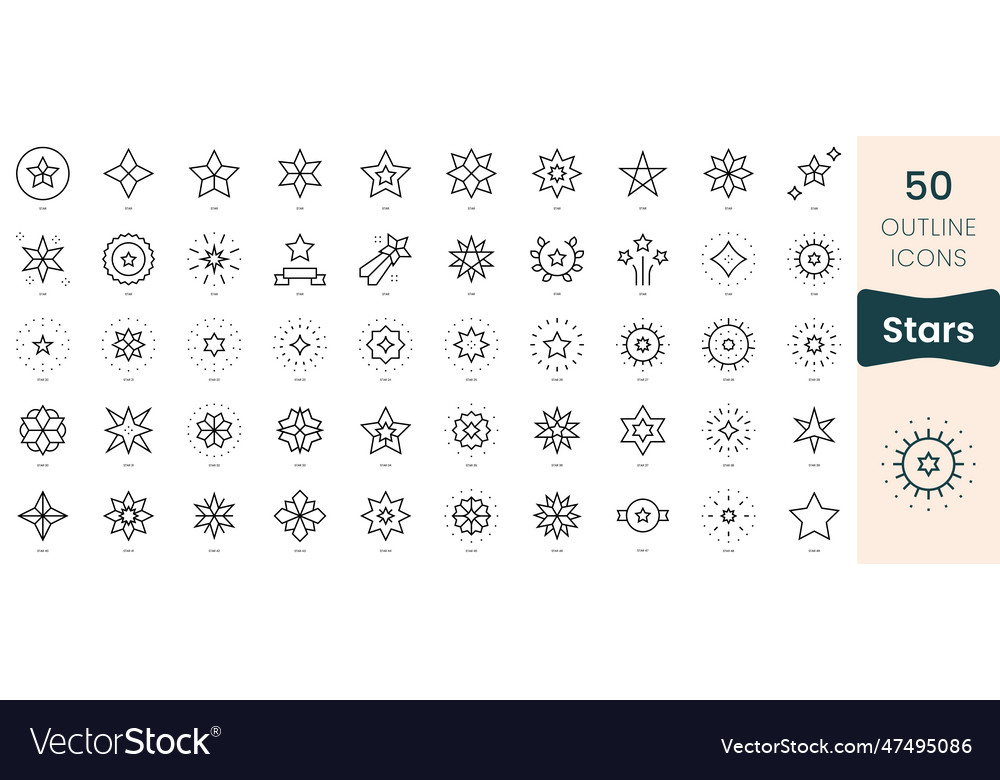Set of stars icons thin linear style icons pack Vector Image