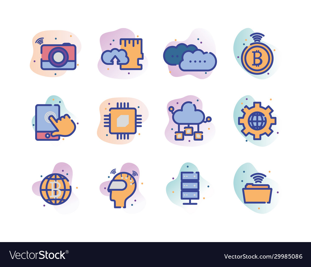 Technology and internet line fill block style icon