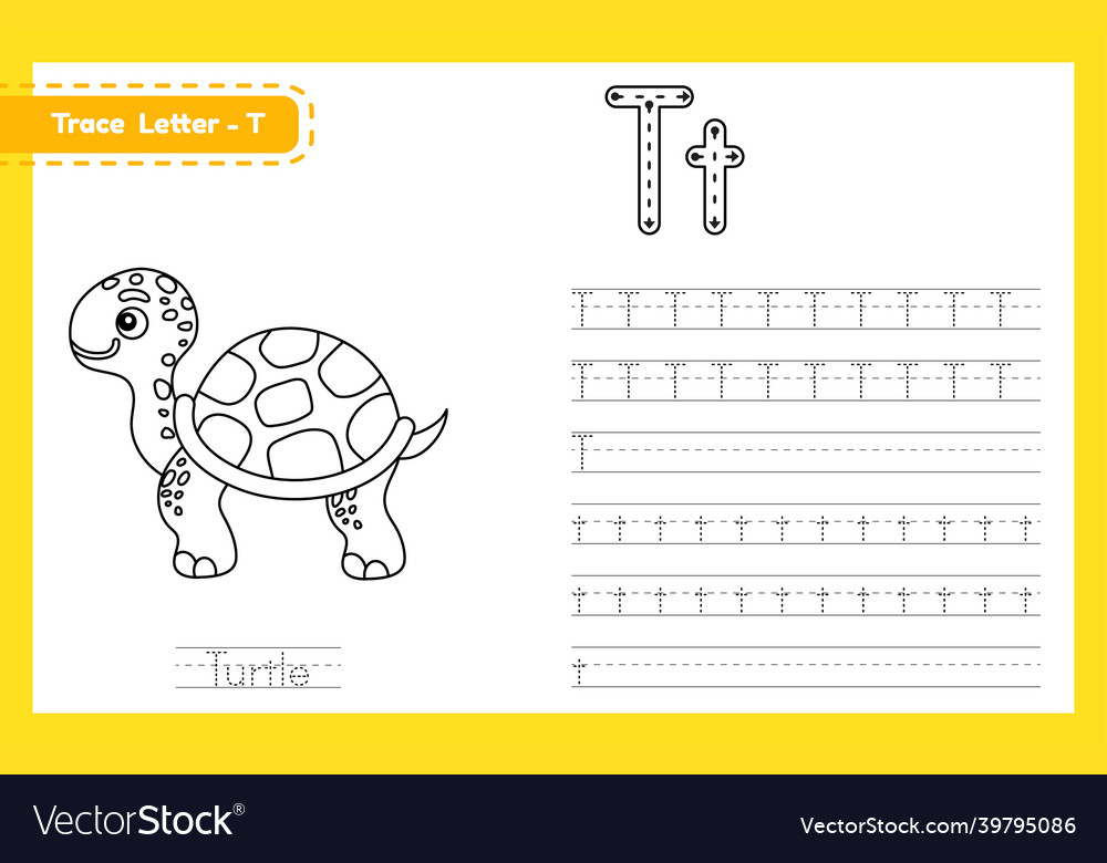 Trace letter t uppercase and lowercase alphabet