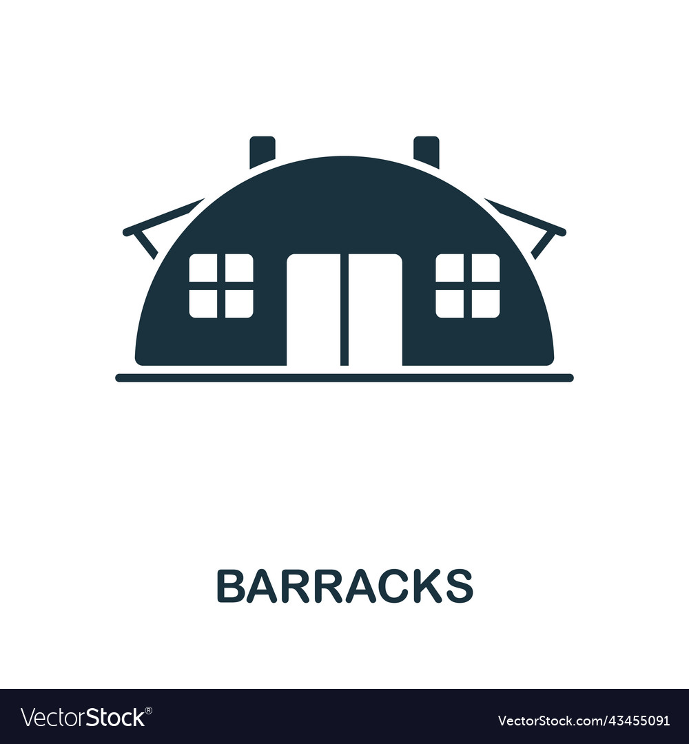 Barracks icon monochrome simple line war Vector Image