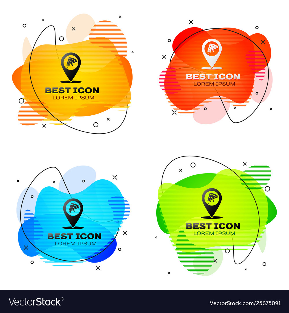 Black map pointer with fast food slice pizza icon vector image Black map pointer with fast food slice pizza icon