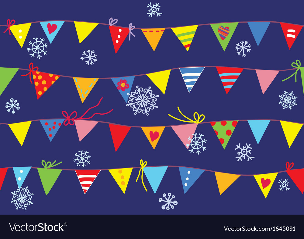 Bunting flags christmas pattern seamless