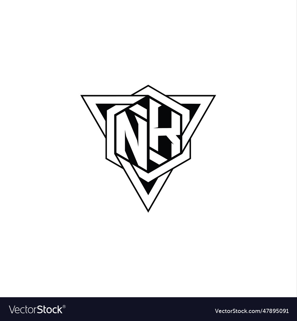 Nk letter logo monogram hexagon shape