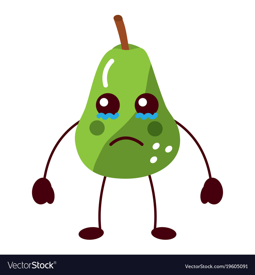 Pear sad crying fruit kawaii icon image