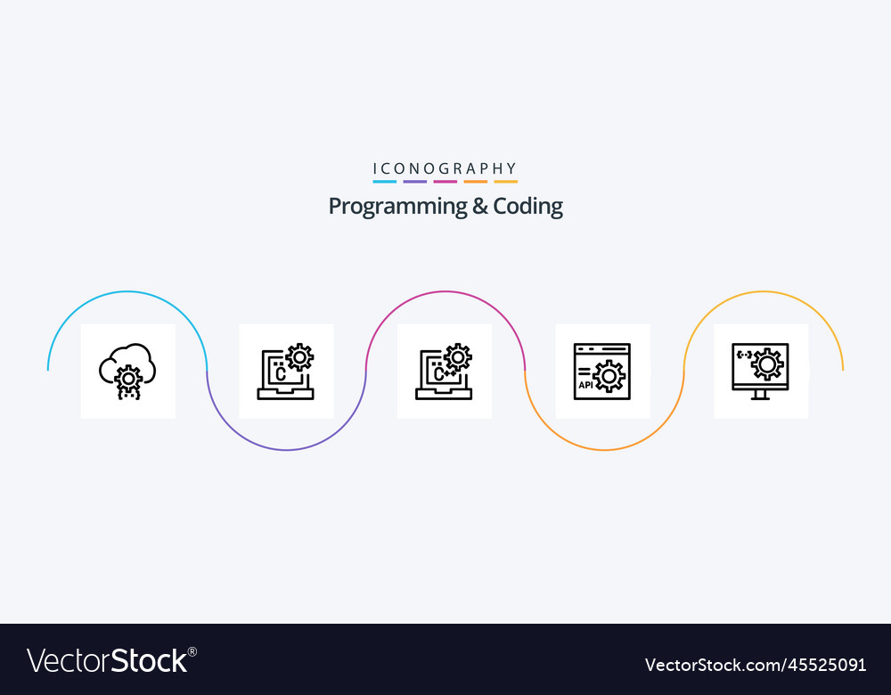 Programming and coding line 5 icon pack including Vector Image