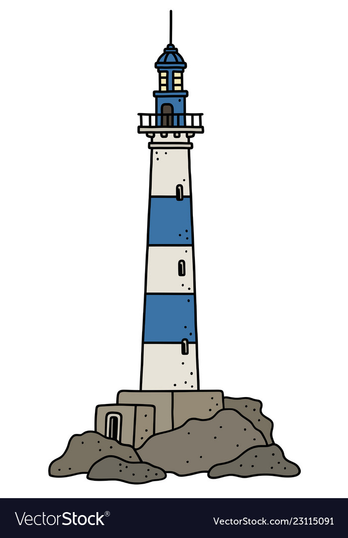 The Old Blue And White Lighthouse Royalty Free Vector Image