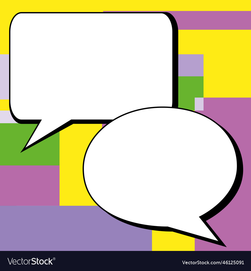 Two big white empty speech bubbles for text vector image Two big white empty speech bubbles for text