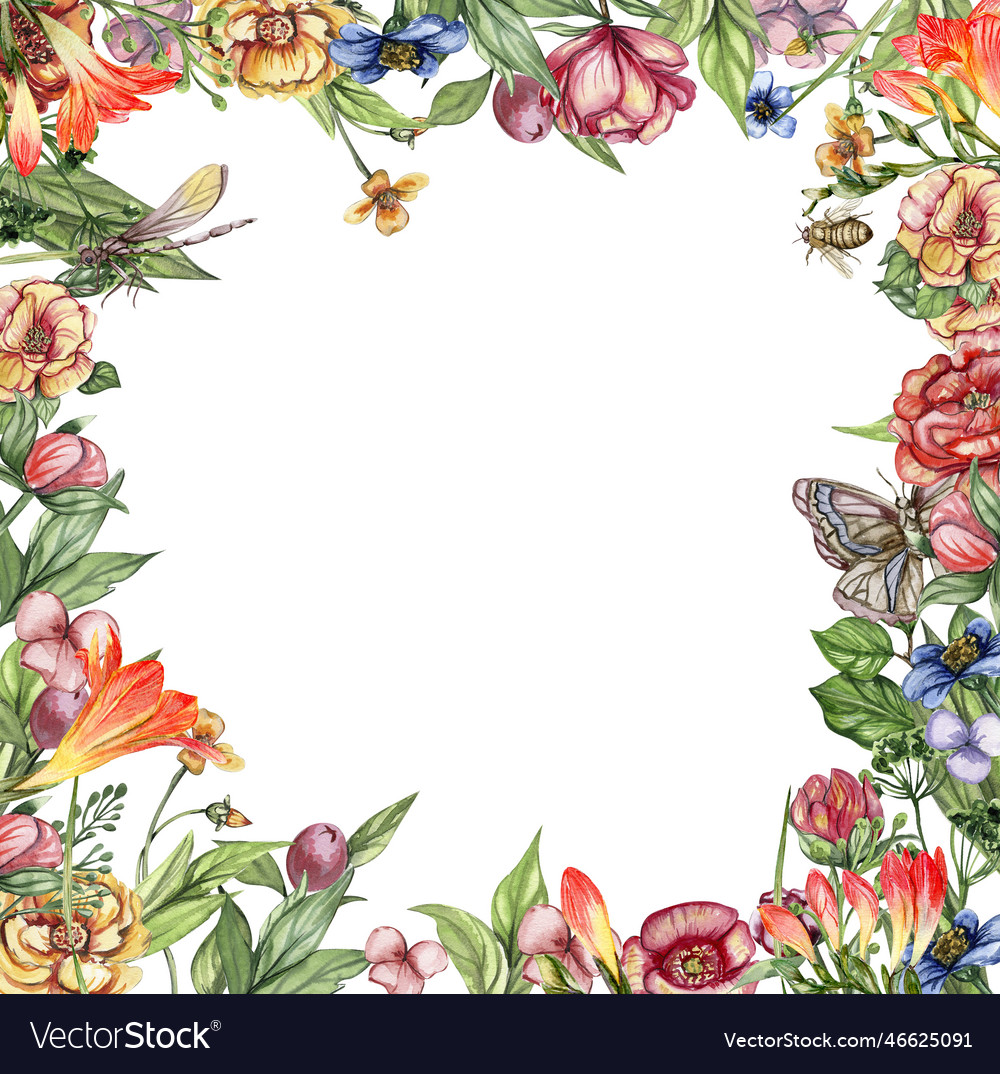 Watercolor hand drawn spring garden full Vector Image