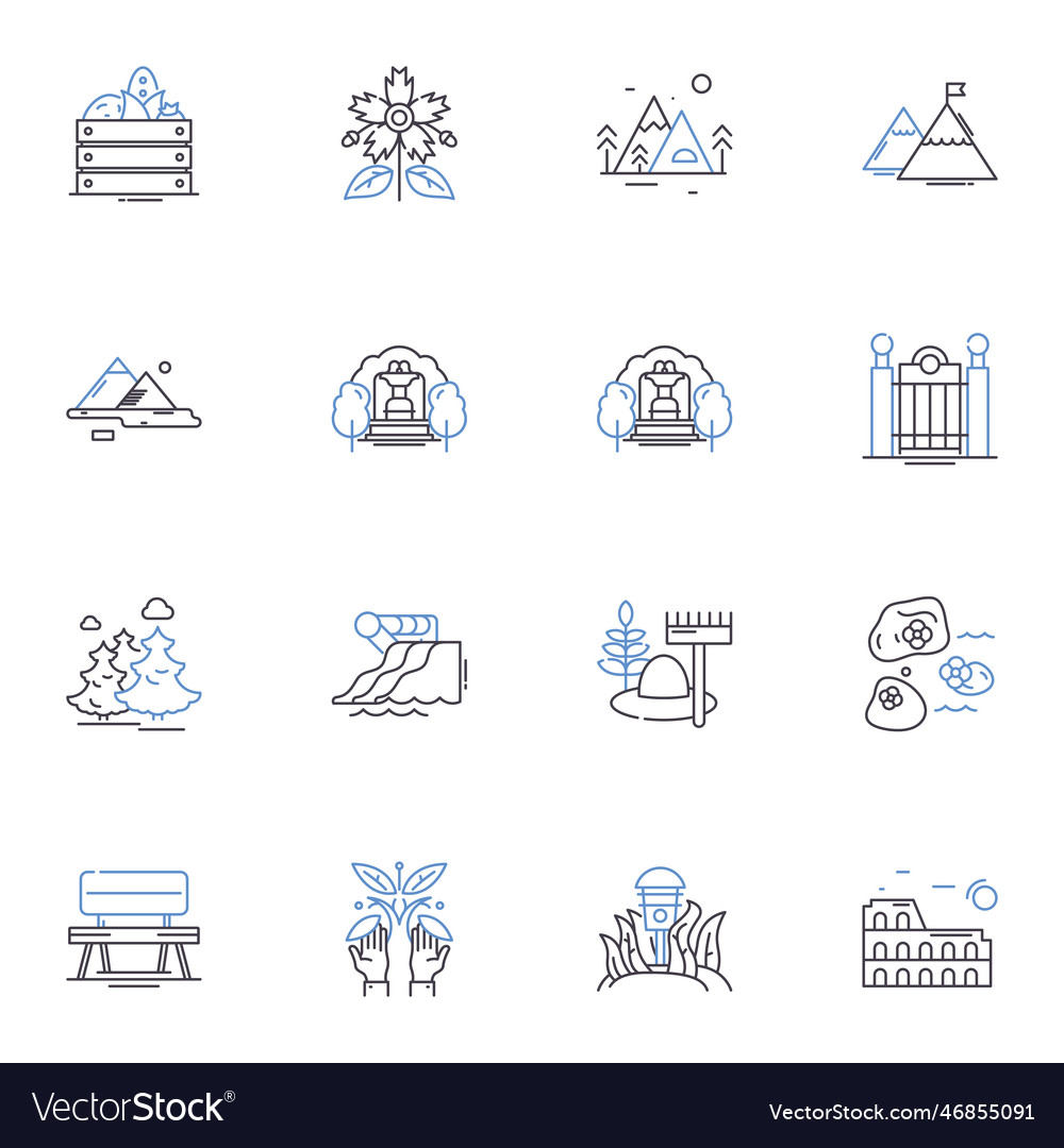 Wildlife and nature line icons collection habitat